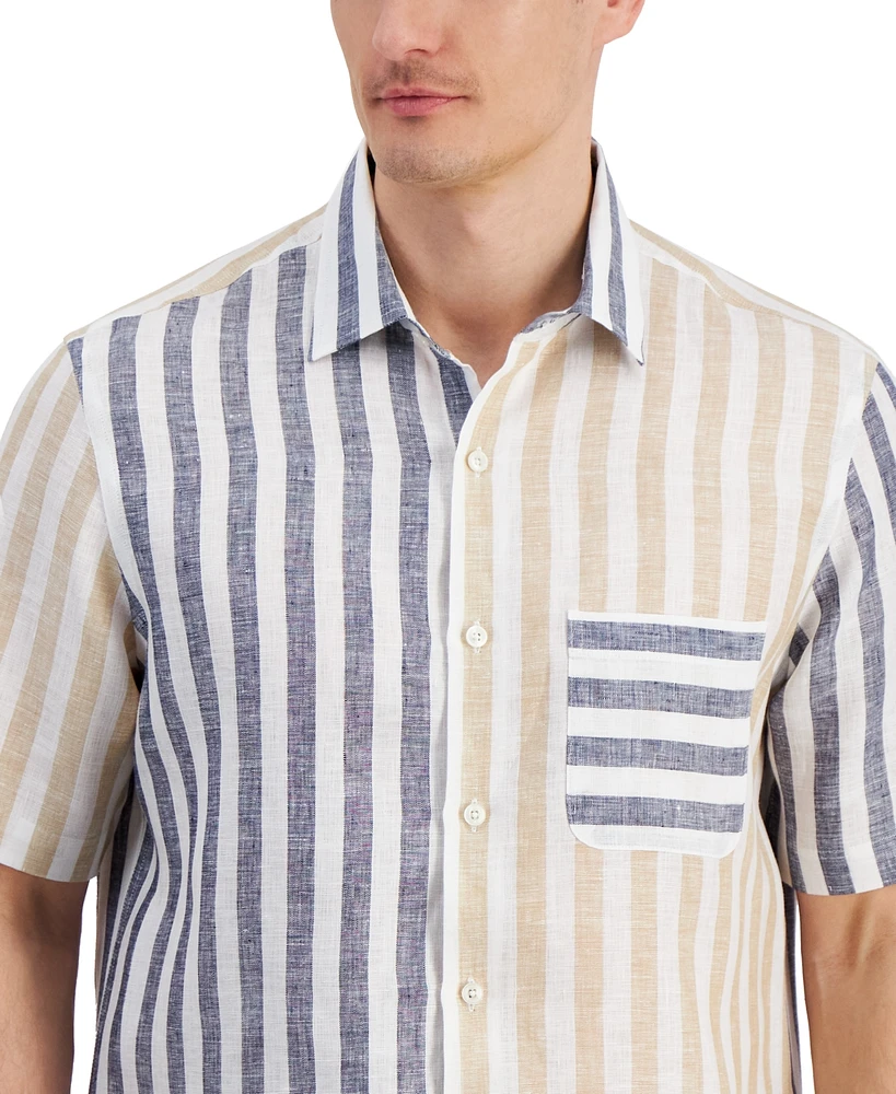 Club Room Men's Alba Block Cabana Stripe Linen Shirt, Created for Macy's