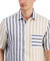 Club Room Men's Alba Block Cabana Stripe Linen Shirt, Created for Macy's