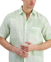 Club Room Men's Patchwork Geo-Print Short-Sleeve Linen Shirt, Created for Macy's