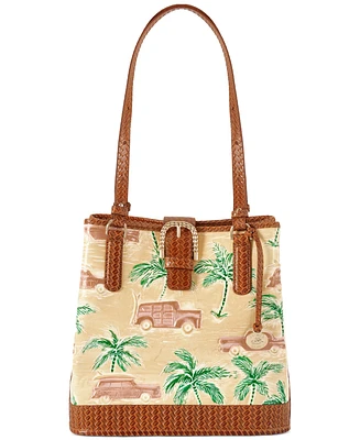 Brahmin Fiora HoneyBrown Copa Cabana Leather Bucket Bag