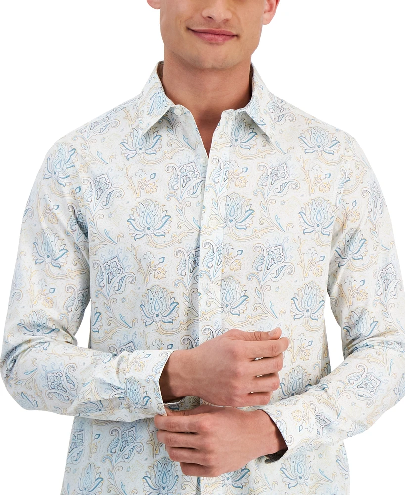 Club Room Men's Folara Paisley-Print Refined Cotton Shirt, Created for Macy's