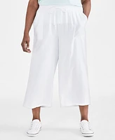 Style & Co Plus Linen Drawstring Capri Pants, Created for Macy's