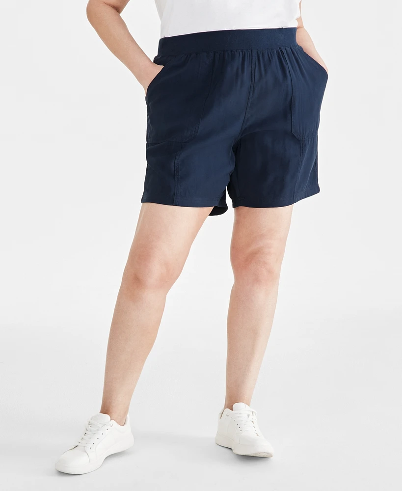 Style & Co Plus Size Mid Rise Pull-On Shorts, Created for Macy's