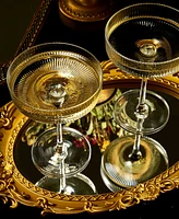 The Wine Savant Ribbed Eve Martini and Champagne Coupe Cocktail Glasses, Set of 2