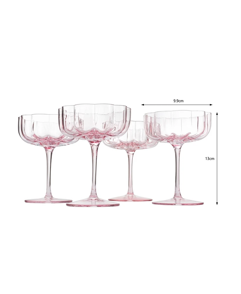 The Wine Savant Martini and Champagne Flower Vintage Glass Coupes, Set of 4