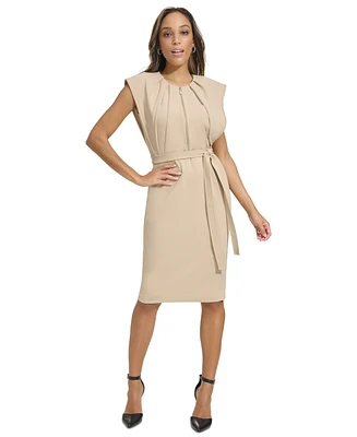 Calvin Klein Women's Cap-Sleeve Tie-Waist Sheath Dress