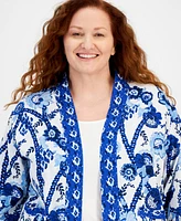 Style & Co Plus Belinda Border Reversible Kimono, Created for Macy's