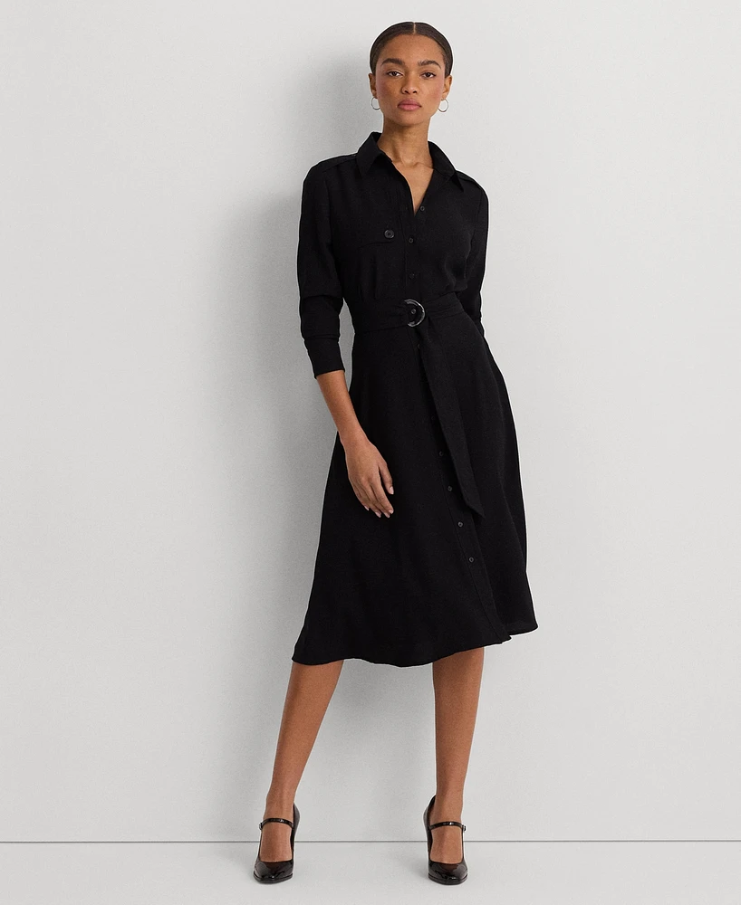 Lauren Ralph Lauren Women's Belted Double-Faced Georgette Shirtdress