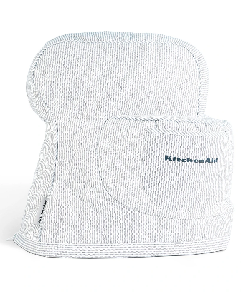 KitchenAid Fitted Tilt-Head Ticking Stripe Stand Mixer Cover with Storage Pocket Quilted, 14.37" x 18" 10"