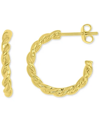 Twist-Style Small Hoop Earrings in 14k Gold-Plated Sterling Silver, 0.79"
