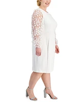 Connected Plus 3D Floral-Applique Sheath Dress