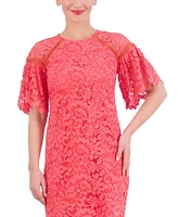 Vince Camuto Women's Lace Flutter-Sleeve Shift Dress