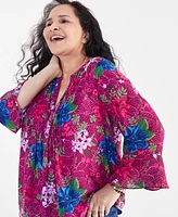 Style & Co Plus Size Printed Pintuck Blouse, Created for Macy's