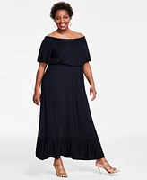 I.n.c. International Concepts Plus Off-The-Shoulder Maxi Dress, Created for Macy's