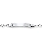 Bling Jewelry Delicate Petite Name Bar Plated Heart Id Identification Bracelet Silver Sterling For Small Wrists 6 Inch