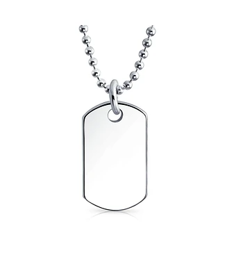 Bling Jewelry Medium Plain Simple Basic Cool Identification Military Army Dog Tag Pendant Necklace Sterling Silver Small Medium Large Sizes