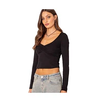 Women's Nat ruched v neck top