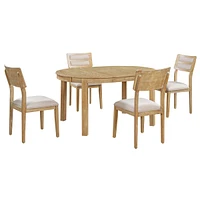 Simplie Fun 5-Piece Farmhouse Dining Set with Extendable Table