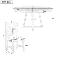 Streamdale Furniture Retro 5-Piece Dining Set with Round Table & Upholstered Chairs