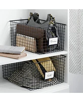 mDesign Bedroom Closet Storage Organizer Basket, Label Slot, 2 Pack