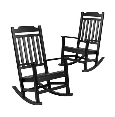 Merrick Lane Set Of 2 Hillford Poly Resin Indoor/Outdoor Rocking Chairs