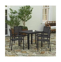 Tristan 5 Piece Indoor/Outdoor Dining Set With Table And Four Chairs With Poly Resin Slats