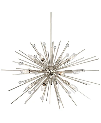Janae Polished Nickel Sputnik Chandelier Lighting 29 1/2" Wide Modern Industrial Clear Crystal Ball 12
