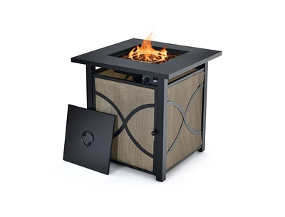 25 Inch 40000 Btu Propane Fire Pit Table with Lid and Fire Glass