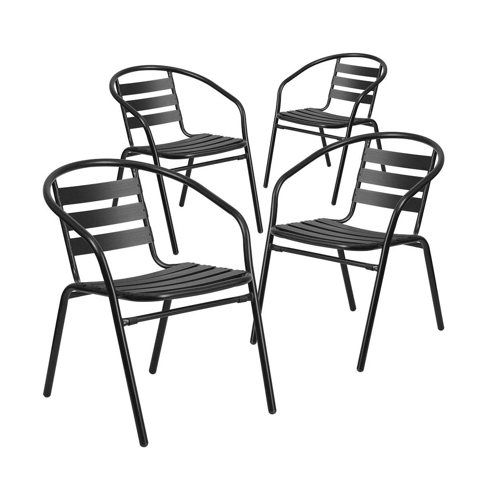 4 Pack Metal Restaurant Stack Chair With Aluminum Slats