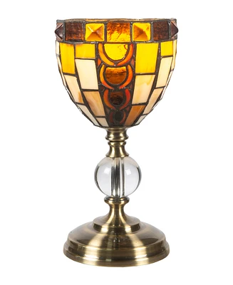 Dale Tiffany 13" Tall Vienne Tiffany Handmade Genuine Stained Glass Shade Accent Lamp - Multi