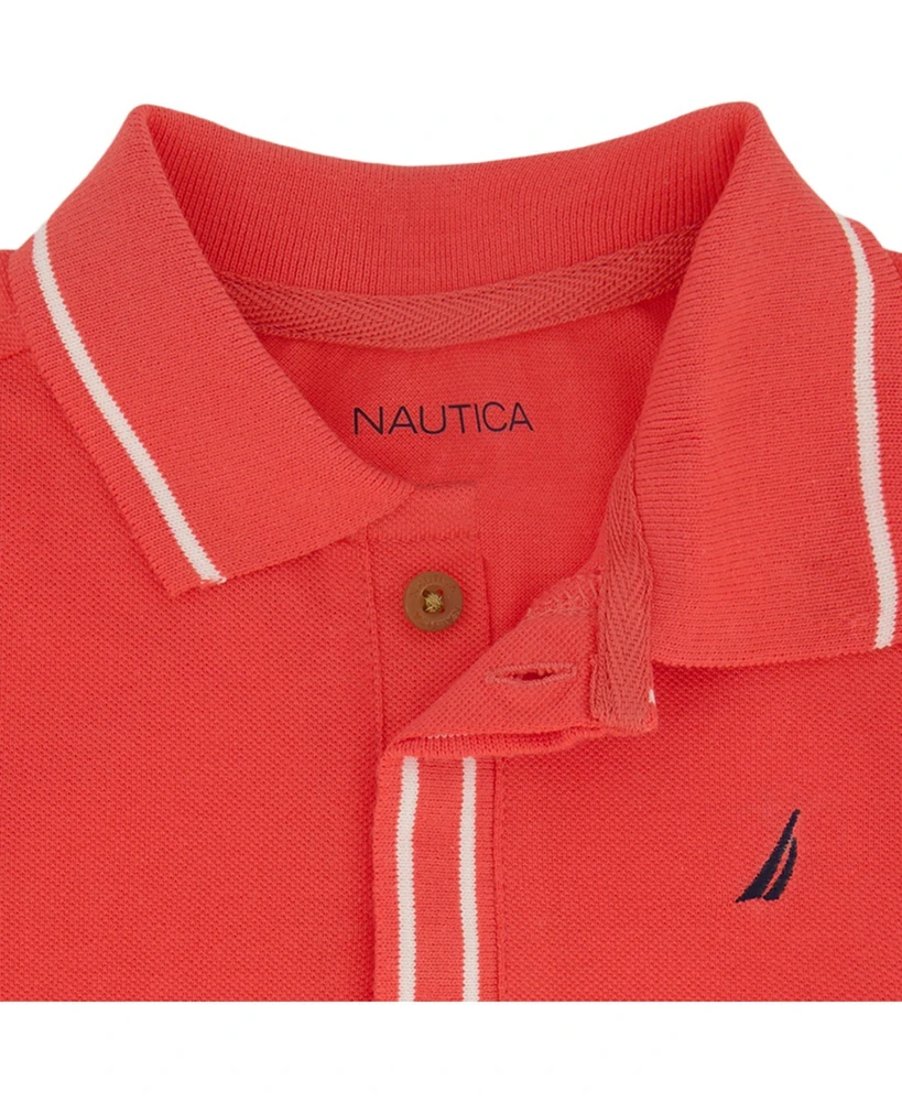 Nautica Little Boys Tipped Pique Polo Shirt and Prewashed Twill Shorts, 2 Pc Set