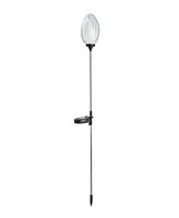 Glitzhome 36" H Set of 3 Solar Powered Stake Oval Flower Light with Stainless Steel Pole