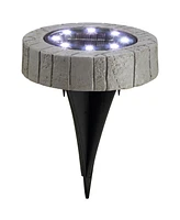 Glitzhome 5.25" H Set of 4 Resin Solar Powered Disk Light or Outdoor Pathway Light or Ground Light
