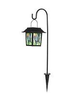 Glitzhome 30" H Set of 2 Solar Powered Butterfly Scene Pattern Garden Lamp or Pathway Light with Ground Stake