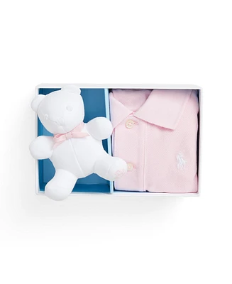 Polo Ralph Lauren Baby Boys or Girls Cotton Mesh Shirt and Bear Gift Box Set