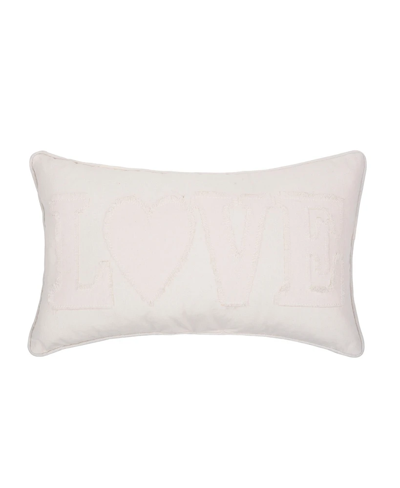 C&F Home 12" x 20" Valentine's Day White "Love" Applique Accent Throw Pillow