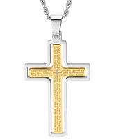 Steeltime Men's Stainless Steel "Our Father" English Prayer Spinner Cross 24" Pendant Necklace