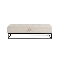 58.6" Bed Bench Metal Base with Storage Velvet