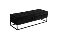 58.6" Bed Bench Metal Base with Storage Velvet