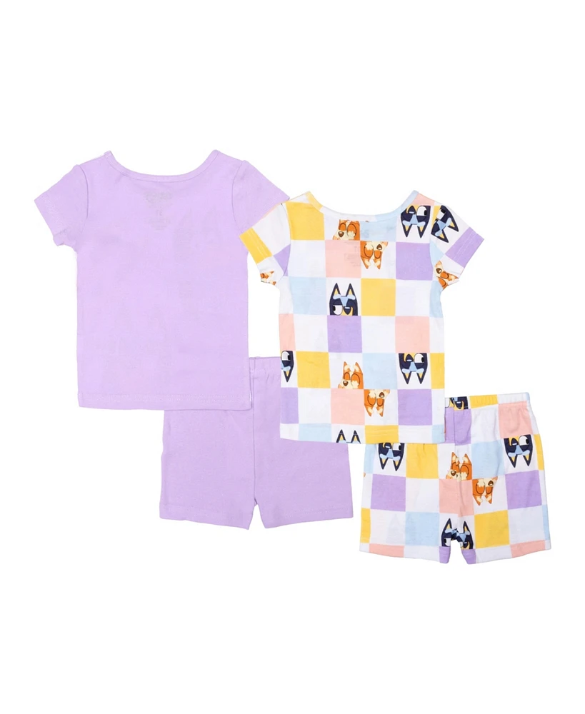 Bluey Toddler Girls Short Sets Pajamas, 4-Piece