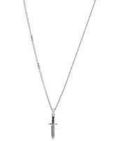 Blackjack Men's Cubic Zirconia Sword 24" Pendant Necklace Stainless Steel