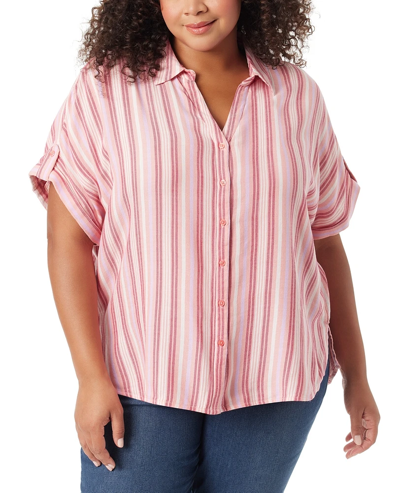 Gloria Vanderbilt Plus Stripe High-Low Demi Shirt