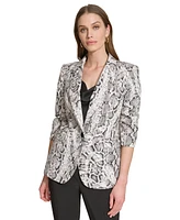 Dkny Women's Printed Stretch Twill Long-Sleeve Blazer