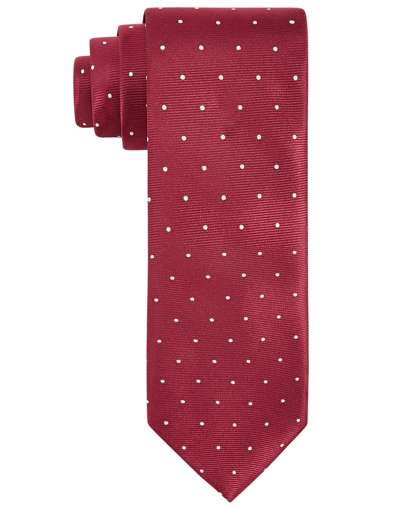 Tayion Collection Men's Crimson & Cream Dot Tie