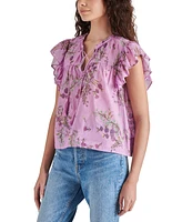 Steve Madden Women's Bellamy Cotton Voile Flutter-Sleeve Top