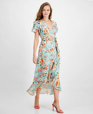 Guess Women's Juna V-Neck Flutter-Sleeve Maxi Dress