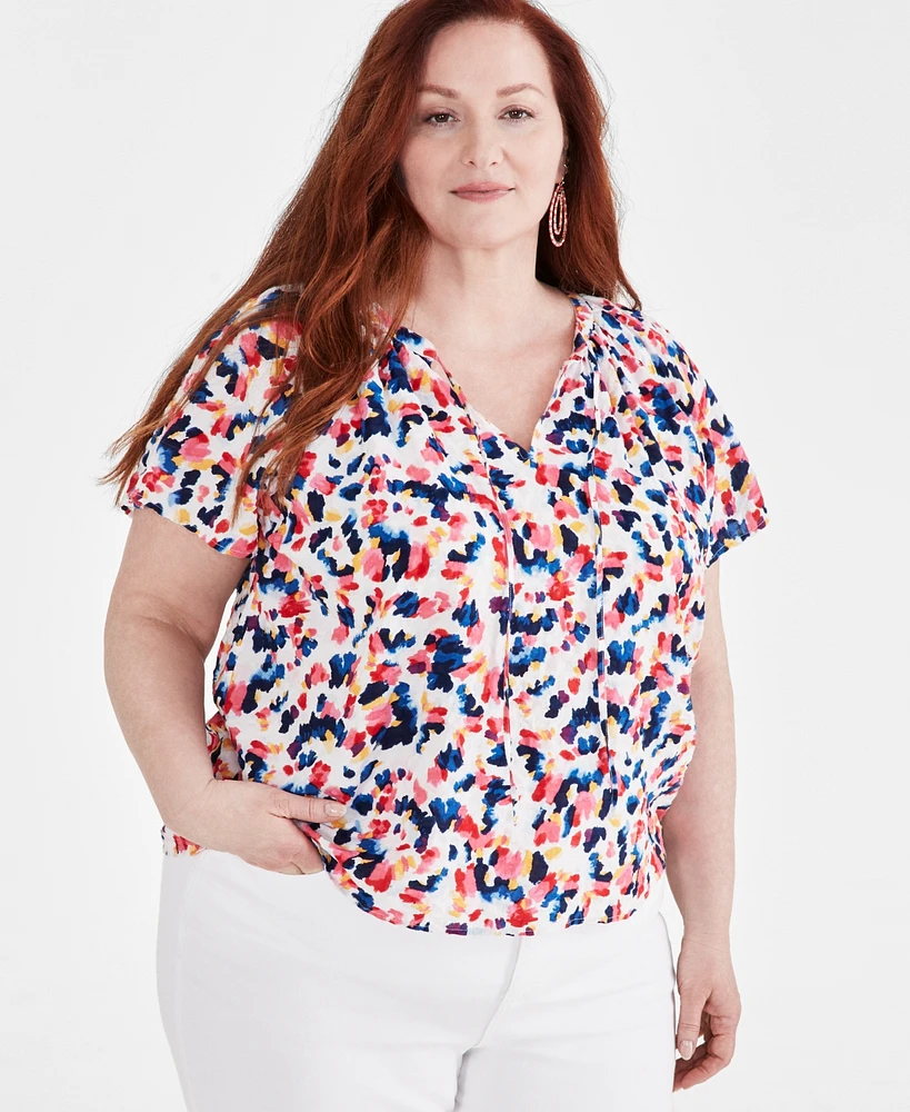 Style & Co Plus Flutter-Sleeve Top, Created for Macy's
