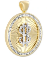 Men's Diamond Dollar Sign Disc Pendant (3/8 ct. t.w.) in 10k Gold