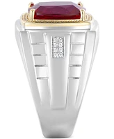 Men's Lab-Created Ruby (7-1/5 ct. t.w.) & Diamond (1/6 Sterling Silver 10k Gold (Also Sapphire)