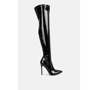 London Rag Riggle Long Patent Pu High Heel Boots